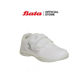 Bata SPORTS antibac CLASSIC MICKEY รองเท้านักเรียน รองเท้าพละ รองเท้ากีฬา แบบแปะ สกรีนลายการ์ตูนมิ้กกี้เม้าส์  สีขาว รหัส 3411164 / 4411164