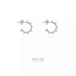 SWAN - Mini Spike Earring ต่างหูเงินแท้ ติดหู ดีไซน์หนาม ฝังเพชรคิวบิคเซอร์โคเนีย cubic zirconia