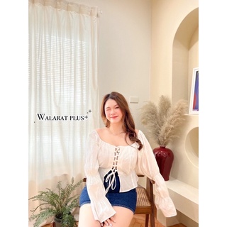 พร้อมส่ง  เสื้อแขนยาวแต่งแขน สานอกปรับระดับได้ ไม่ม่อ้วนน่าร๊ากกก แต่งปก​แต่งแขนน่าร๊าก​ ผ้าเนื้อดี