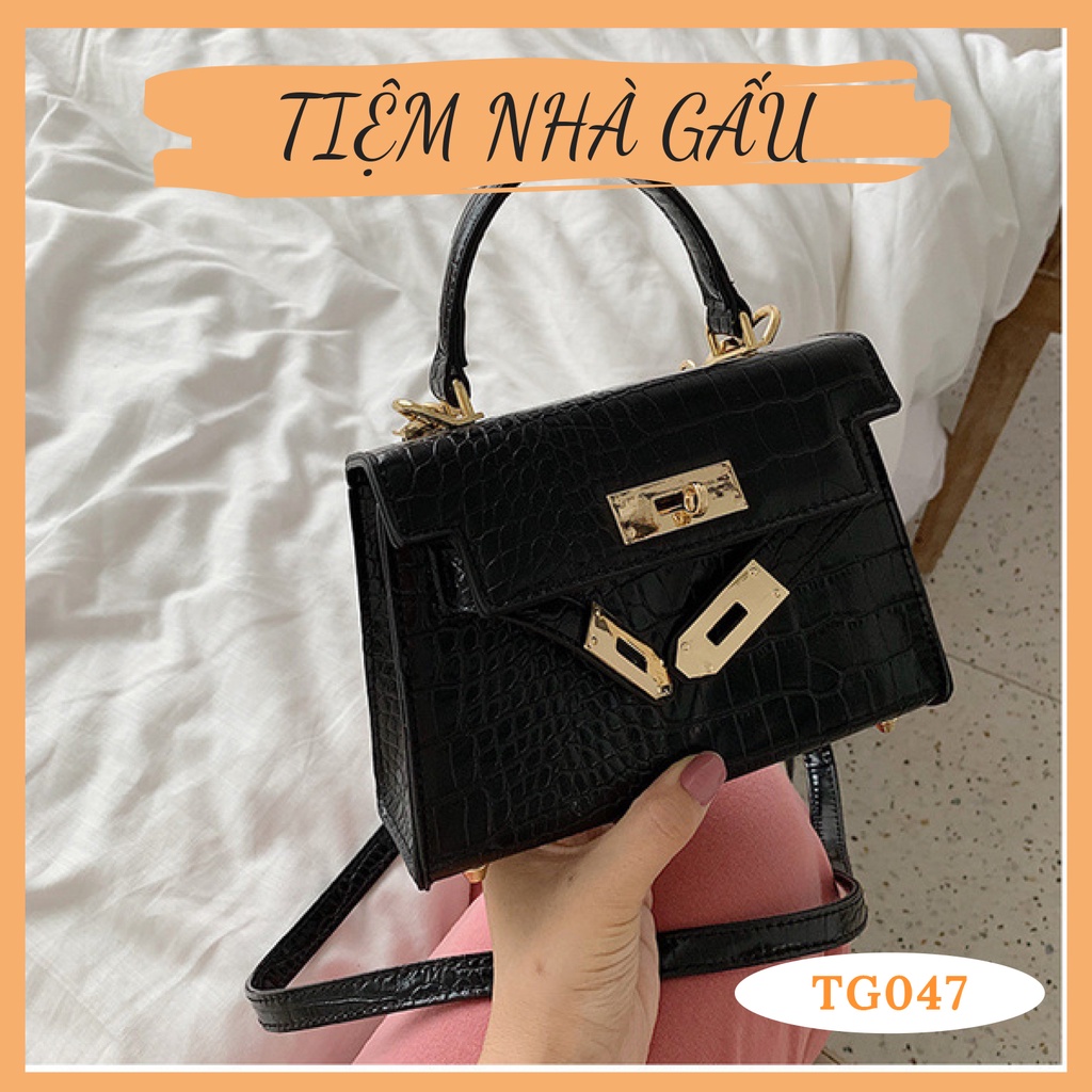 HM กระเป๋าถือ ขนาด 20 คุณภาพสูง Snakeskin TG047