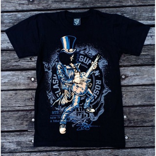 เสื้อยืดโอเวอร์ไซส์เสื้อยืดผ้าฝ้าย 12R110 NTS SLASH GNR GUNS N ROSES GUITARIST LIMITED BLUE SIGNATURE EDITION ประเภทใหม่