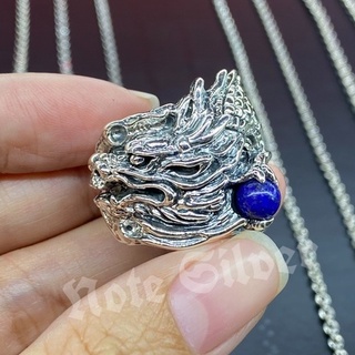 แหวนมังกรใหญ่จับหินลาพีส Sterling Silver 925 NSRG2888