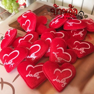 4cm หัวใจ heart หัวใจผ้า กำมะหยี่ love สีแดง ขนาด 4cm จำนวน 6 ชิ้น heart for valentine gift