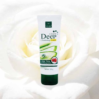 Vitara Deep Cleansing Foam 100 g ( 1 หลอด ) โฟมเนื้อละเอียดทำความสะอาดผิวหน้าได้อย่างล้ำลึก และบำรุงผิวขาวกระจ่างใส