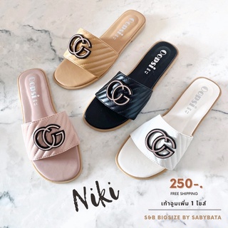 ⭐️ส่งทุกวัน⭐️ รองเท้าไซส์ใหญ่ Bigsize 36-45 แตะสวมหน้ากว้าง GG รองเท้าผู้หญิงไซส์ใหญ่ niki