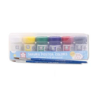 Sakura ( ซากุระ ) สีโปสเตอร์ซากุระ ชุดสีโปสเตอร์ 6 สี 15ml # PWS-6 สีโปสเตอร์ Poster Colors 6 Colors Set