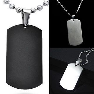 【AG】Mens Womens Punk Fashion 316L Stainless Steel Polished Rectangular Dog Tag Necklace