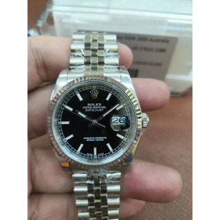 Rolex Datejust หน้าดำ หลักขีด ขนาด King Size (36 มิล)นาฬิกา Hi-End เครื่อง Swiss 3135้ ตัวเรือน+สายสแตนเลสแท้ 904L