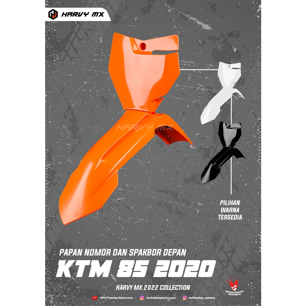 บังโคลนหน้าบวกแผ่นตัวเลข HRV KTM 85 2020 สีส้มสีดําสีขาว