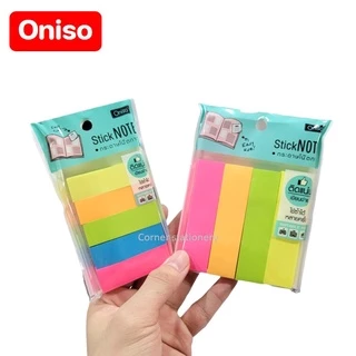 กระดาษโน๊ตกาวในตัว 4 สี (1.9x7.6 ซม.) และ 5 สี (1.5x5 ซม.) ตราโอนิโซะ Oniso ดัชนีสีสด ไม่ทิ้งคราบ