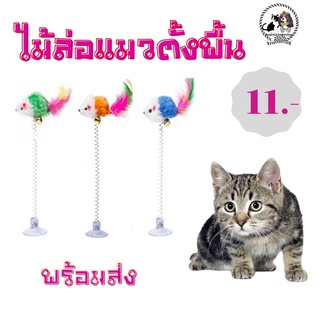 ไม้ล่อแมวแบบตั้งพื้น หนู/ขนไก่ 🐱