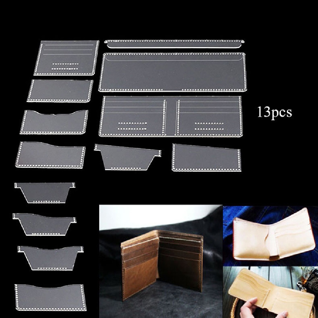 [TAT] 13Pcs Clear Acrylic Wallet Pattern Stencil Template Sets Leather Craft DIY Tool CVX