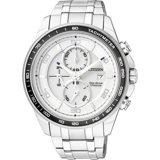 ﻿CITIZEN นาฬิกาผู้ชาย Eco-Drive Chronograph Super Titanium CA0341-52A