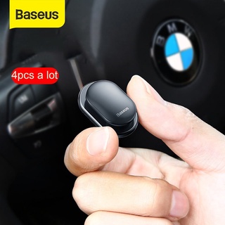 Baseus 4 ชิ้น ตะขอแขวนรถยนต์ ออแกไนเซอร์ จัดเก็บสายเคเบิล USB หูฟัง ที่เก็บกุญแจ กาวในตัว ตะขอแขวนผนัง คลิปยึดอัตโนมัติ