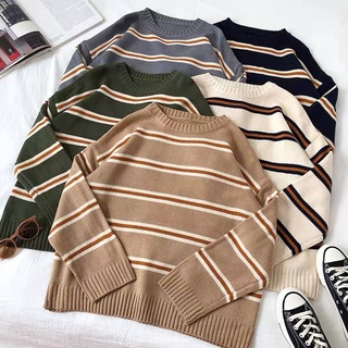 เสื้อไหมพรมลายทาง แขนยาว