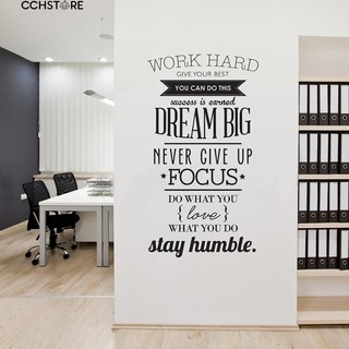 สติกเกอร์รูปลอกศิลปะแรงบันดาลใจ cch work hard dream big