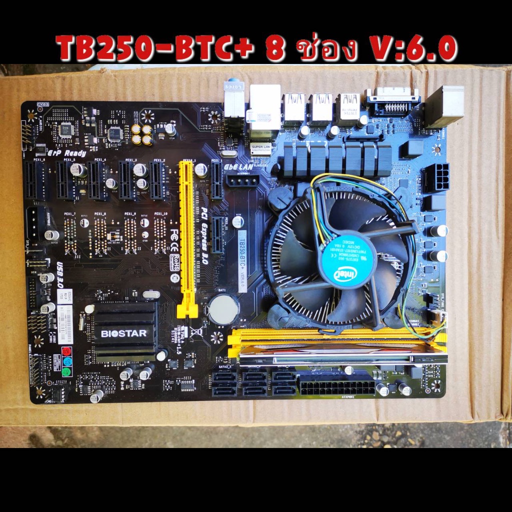 MAINBOARD BIOSTAR  TB250 - BTC+ 8 ช่อง มือสอง + CPU + RAM พร้อมใช้งาน