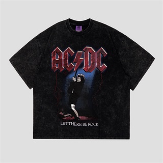 เสื้อยืดโอเวอร์ไซซ์ โอเวอร์ไซซ์ ลาย ACDC Let Be There Rock