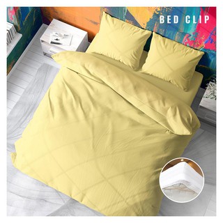 Bed sheet BEDDING SET BED CLIP MICROTEX Q3 YELLOW Bedding Bedroom bedding ผ้าปูที่นอน ชุดผ้าปูที่นอน 5 ฟุต 3 ชิ้น BED CL