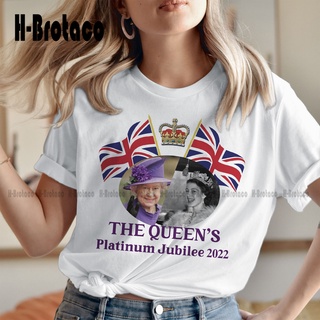 เสื้อยืดลําลอง แขนสั้น คอกลม พิมพ์ลาย Queen Elizabeth Ii Platinum Jubilee 2022 สไตล์วินเทจ สําหรับผู้ชาย