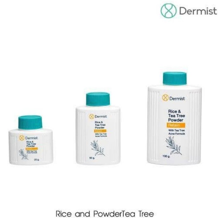 💚แป้งเดอร์มิสท์ เขียว ไรท์ แอนด์ ทีทรี สูตรลดสิว Dermist Rice & Tea Tree Powder มี 3 ขนาดให้เลือก💚