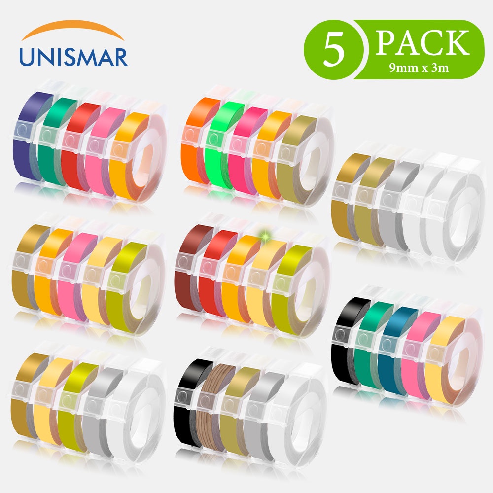 เทปรีฟิล ลายนูน Dymo ขนาด 9 มม. x 3 ม. สําหรับเครื่องทําฉลาก Dymo Embosing Omega Home S 5 ชิ้น071793