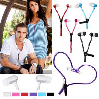 Metal Stereo Zipper Earphone 3.5mm earbud plug convenient Headphone for mobile phone