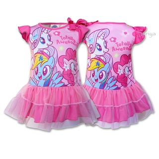 ชุดกระโปรงเด็ก (2-10ขวบ) ลายโพนี่ *ลิขสิทธิ์แท้* My Little Pony เดรสผ้ามัน ชุดเด็กหญิง ผลิตในไทย พร้อมส่ง