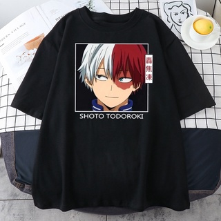 My Hero Academia พิมพ์เสื้อยืดผู้หญิงญี่ปุ่นอะนิเมะ Shoto Todoroki แฟชั่นเสื้อยืดหญิงฮิปฮอปเสื้ ;@7