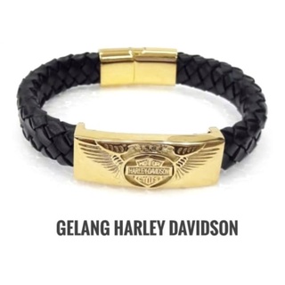 Harley Davidson สร้อยข้อมือหนัง ป้องกันสนิม สําหรับผู้ชาย