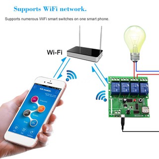 eWeLink สมาร์ทสวิทช์ควบคุมระยะไกลไร้สาย โมดูลสากล 4ch DC 5V Wifi สวิทช์ตั้งเวลาโทรศัพท์ ควบคุมระยะไกล