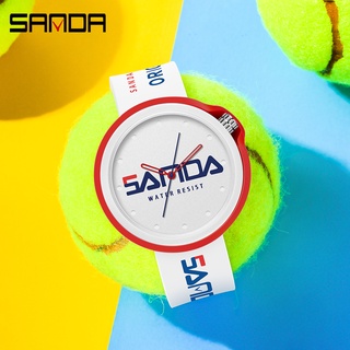 Sanda Charm นาฬิกาข้อมือควอทซ์ลําลอง กันน้ํา สีพื้น เรียบง่าย แฟชั่นสปอร์ต สําหรับสตรี 3200-8