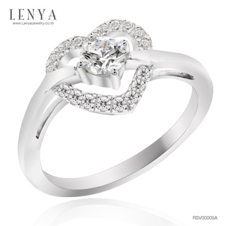 Lenya Jewelry แหวนDiamondLike ดีไซน์รูปหัวใจ ตัวเรือนเงินแท้ ใส่ได้ทุกวันสวยสง่าไม่เหมือนใคร