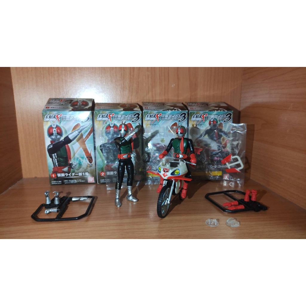 Bandai Shodo-x 3 kamen rider V1+V2 New ver. +มอไซต์ไซโคน New