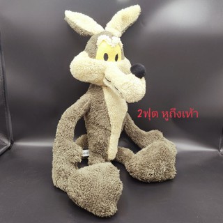 ตุ๊กตา สุนัขจิ้งจอก Wile E. Coyote ขนาด2ฟุต ป้ายห้อย จาก Looney tunes ลิขสิทธิ์แท้ หายากพอสมควร