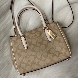 MINI SURREY CARRYALL IN SIGNATURE CANVAS (COACH F67027) LIGHT KHAKI/CHALK/IMITATION GOLD