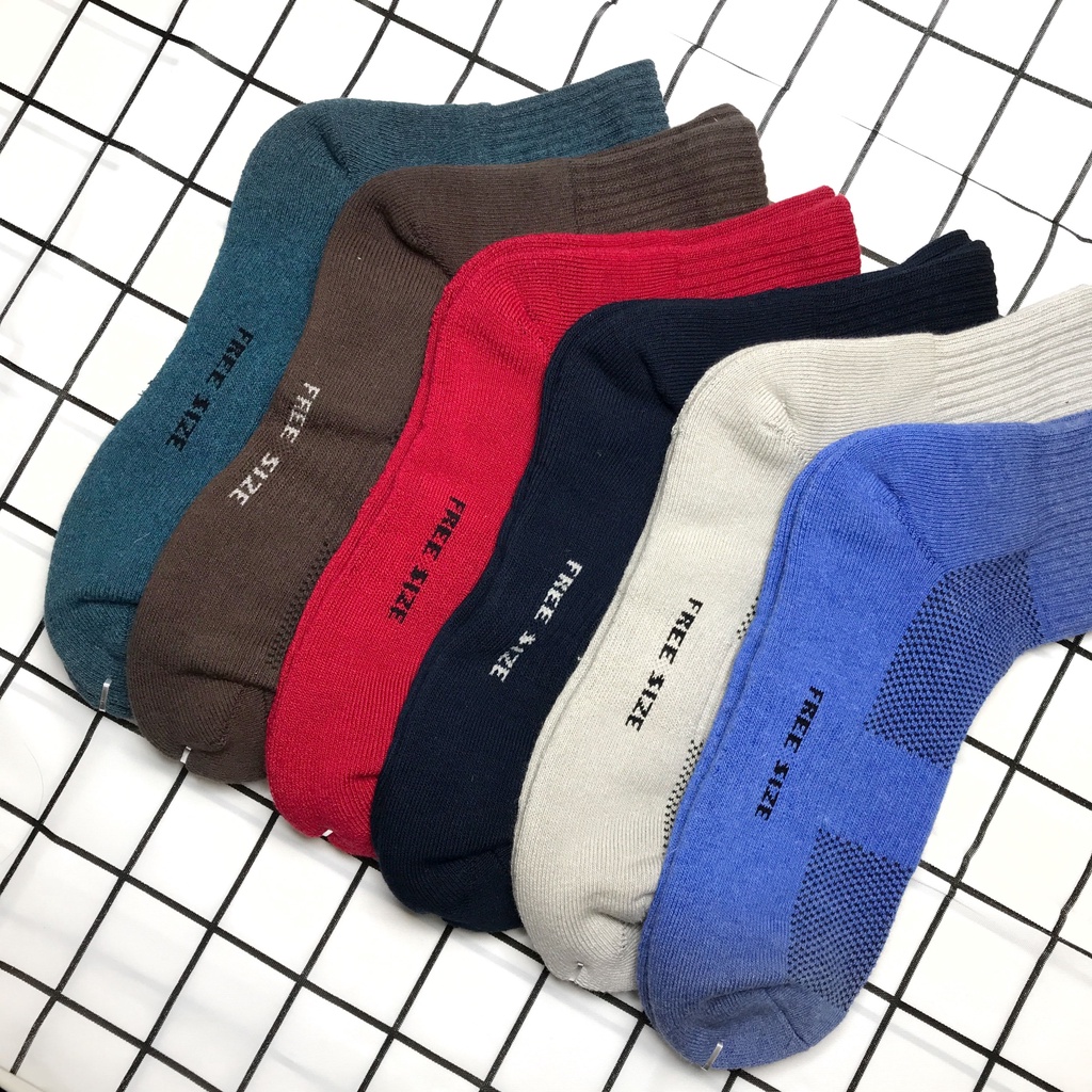 NEW ถุงเท้าข้อกลาง สีแดง พื้นหนา เนื้อผ้า Cotton ( คุณภาพดี ) #4