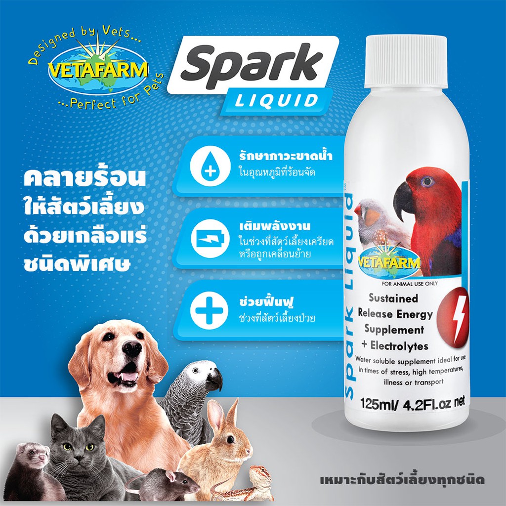 วิตามินสัตว์เลี้ยง เพิ่งพลังงาน คลายเครียด ฟื้นฟูสภาพ SPARK LIQUID