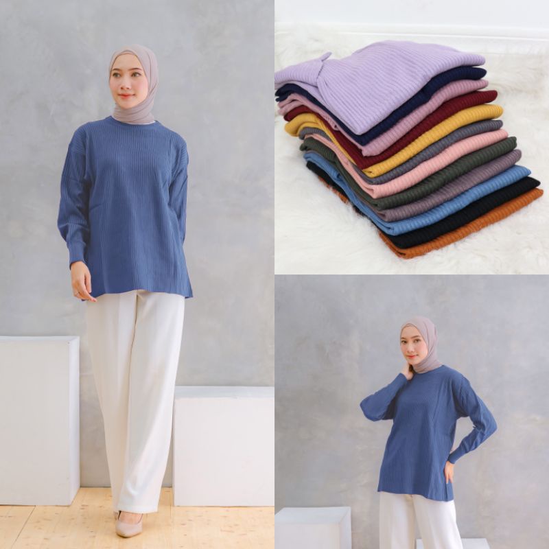 ขายส่ง เสื้อกันหนาวทรงกล่องถัก Rp. 40,000 x 4 เลือกสี = Rp. 160,000