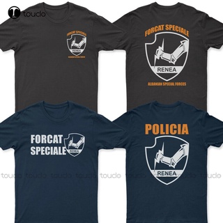 เสื้อยืดคอกลม ผ้าฝ้าย 100% พิมพ์ลายตํารวจ Renea Albanian Police Special Forces Anti Terrorist Unit Swatสามารถปรับแต่งได้