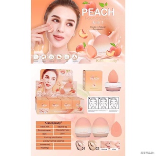 ☃☞✐No.68093-03 Kiss Beauty PEACH foundation 6 in 1 รองพื้นลูกพีช มีพัฟในตัว ปกปิดขั้นสุด SPF30++ No.68093-03