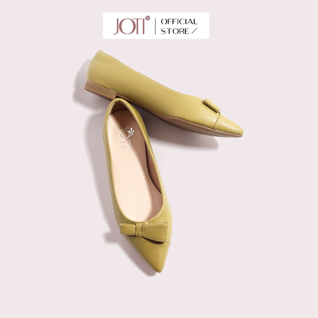 Joti Monika 3225VN 2021 รองเท้าตุ๊กตาสํานักงานผู้หญิง-นิ้วเท้าชี้กับโบว์ที่สวยงาม,รองเท้าส้นสูง 1 ซม