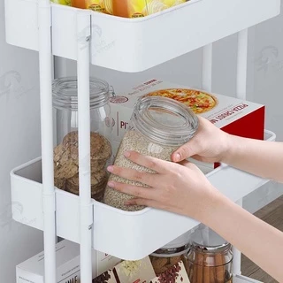 [รุ่นฮิต] ชั้นวางของ3ชั้น พร้อมล้อเลื่อน+ที่จับ รถเข็นอาหาร Rolling Cart Shelf ชั้นวางโครงเหล็ก กันสนิม ++พร้อมส่ง++ MK