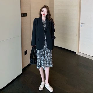 SALE 8.8 Cicishop(พร้อมส่ง)(907/2027)Blazer เสื้อสูทแขนยาว ตัวยาวแต่งกระเป๋าหน้าคู่​ โทนสีพื้นเรียบๆดูดีผ้าสูท​ มี12ลาย