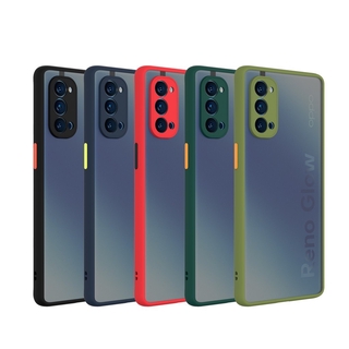 เคสกึ่งโปร่งแสงขอบสี OPPO Reno 7 pro /Reno 6/Reno 6z/Reno 6/ Reno 5 pro เคส TPU กันกระแทก กันเลนส์กล้อง