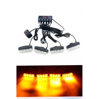 ไฟฉุกเฉินไฟไซเรนLED 4จุด * 4ช่อ รุ่น331 อเนกประสงค์  สีเหลือง 12V