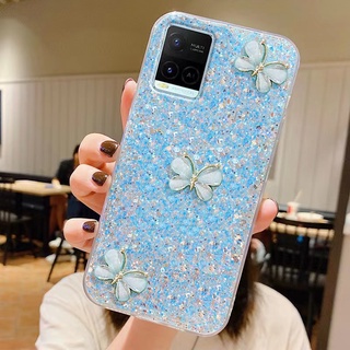 เคสโทรศัพท์ สําหรับ Realme 7 6 5 5i 5s 6i Pro C3 5G มือถือแบบนิ่ม กันกระแทก ลายผีเสื้อกระพริบตา