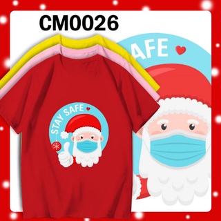 เสื้อยืดผ้าฝ้าย เสื้อยืดคริสต์มาส🌈LOCAL STOCK CHRISTMAS XMAS CM0026 SANTA-CLAUS FACE MASK FESTIVAL TSHIRT OVERSIZE COTT