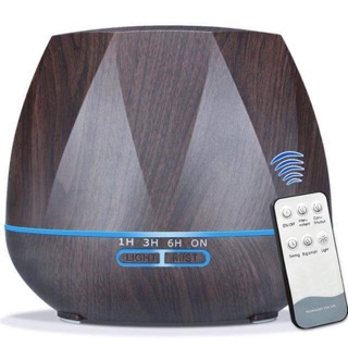 เครื่องพ่นควันไอน้ำ อโรม่าน้ำมันหอมระเหย Remote Humidifer Essential oil Diffuser สีไม้น้ำตาลเข้ม