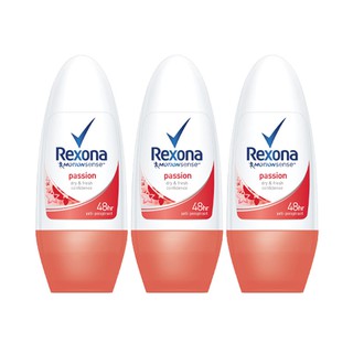 ✨ขายดี✨ เรโซนา โมชั่นเซ้นส์ พาสชัน โรลออน ขนาด 50 มล. แพ็ค 3 ขวด Rexona Roll-on Passion 50 ml x 3